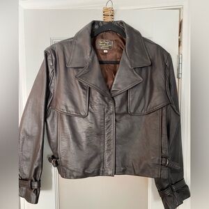 SAN DIEGO LEATHER Jacket factory bomber size 12 chocolate brown